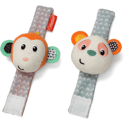 Infantino - Wrist Rattles - Monkey/Panda