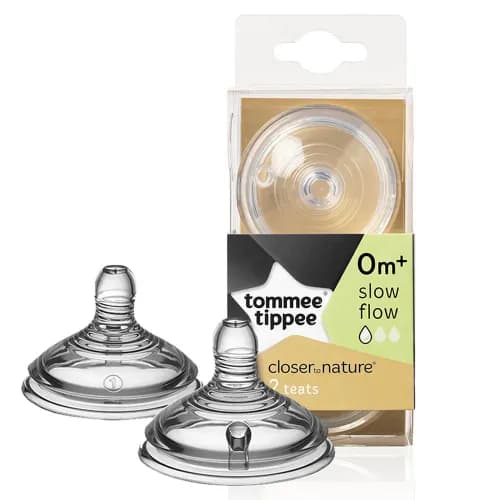 Tommee Tippee Closer To Nature Teats, Slow Flow X 2 (Clear)