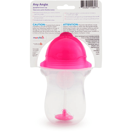 Munchkin - Any Angle Click Lock Weighted Straw Trainer Cup (Pink)