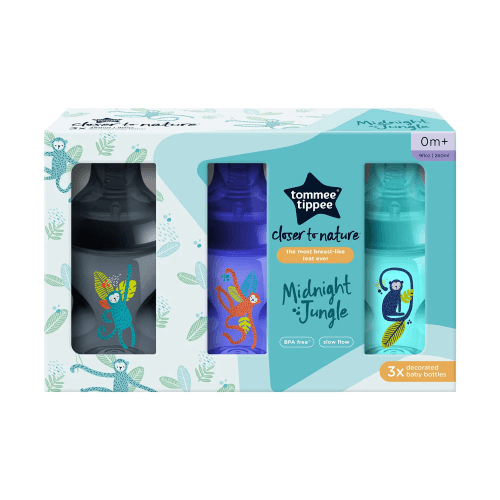 Tommee Tippee Closer To Nature Baby Bottles Breast Mimicking Nipple Anti Colic Valve 260Ml, (Pack Of 3) Blue