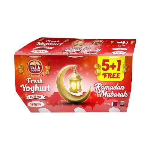 Baladna Fresh Yoghurt Low Fat 170Gx6'S