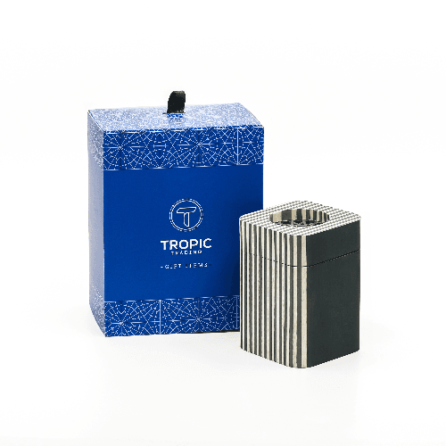 Mini Striped Incense Burner Black and beige