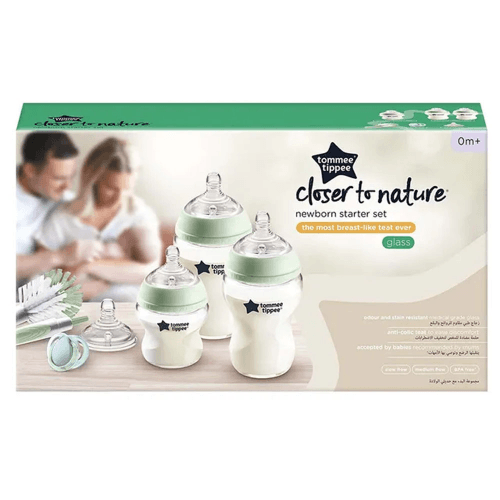 Tommee Tippee Closer To Nature Glass Feeding Bottle Kit, Starter Set - Clear