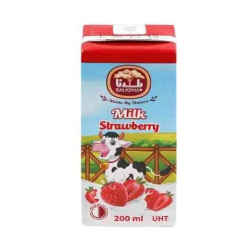 Baladna Long Life Milk Full Fat Strawberry Flavored 200Ml