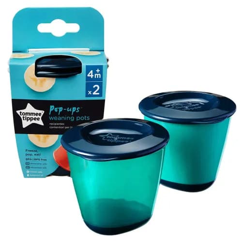 Tommee Tippe Pop Ups Weaning Pots X 2 (Blue)