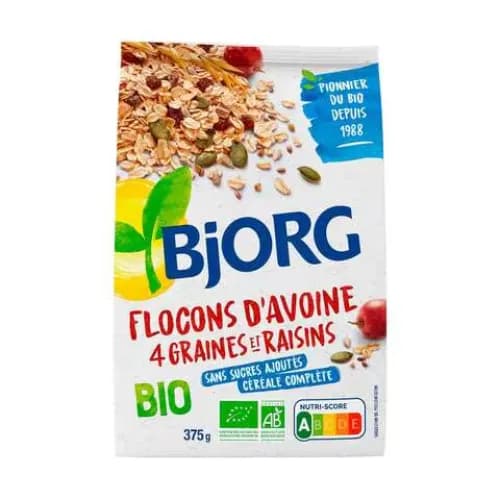 Bjorg Org Oat Flakes With Grape & Grain 375Gr