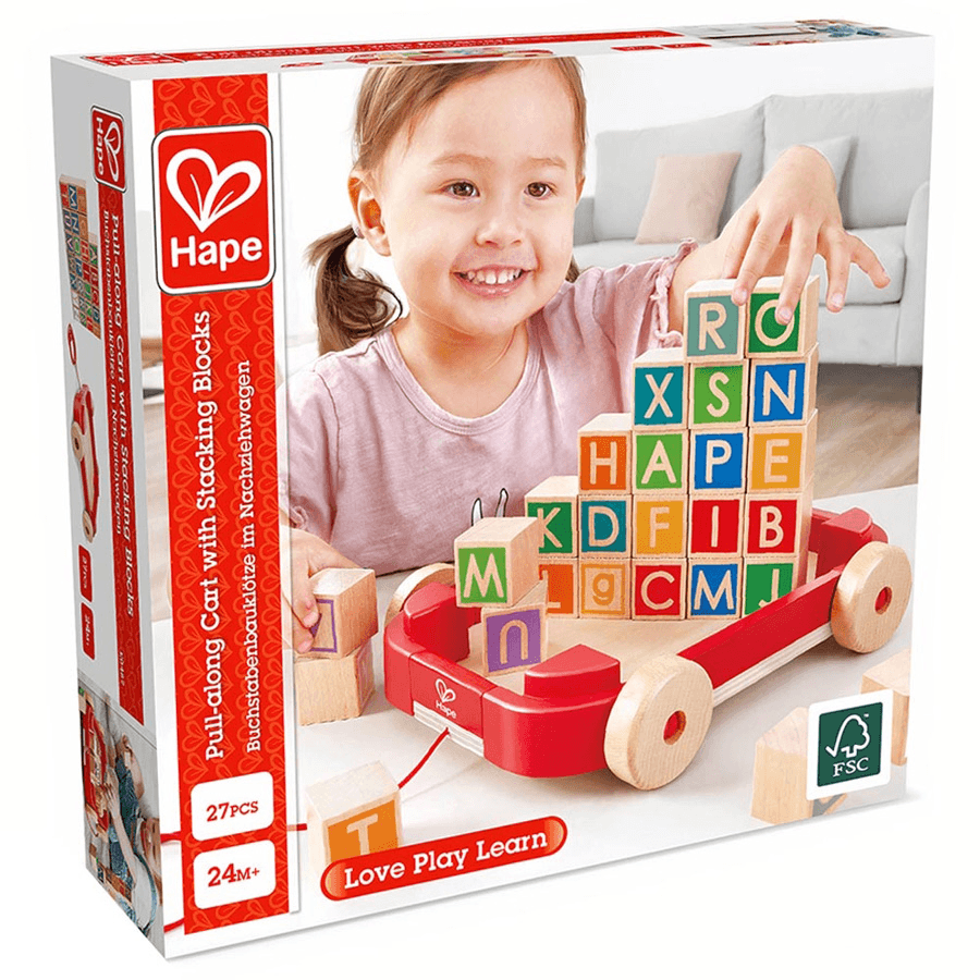 Hape - Pull-Along Cart With Stacking Blocks