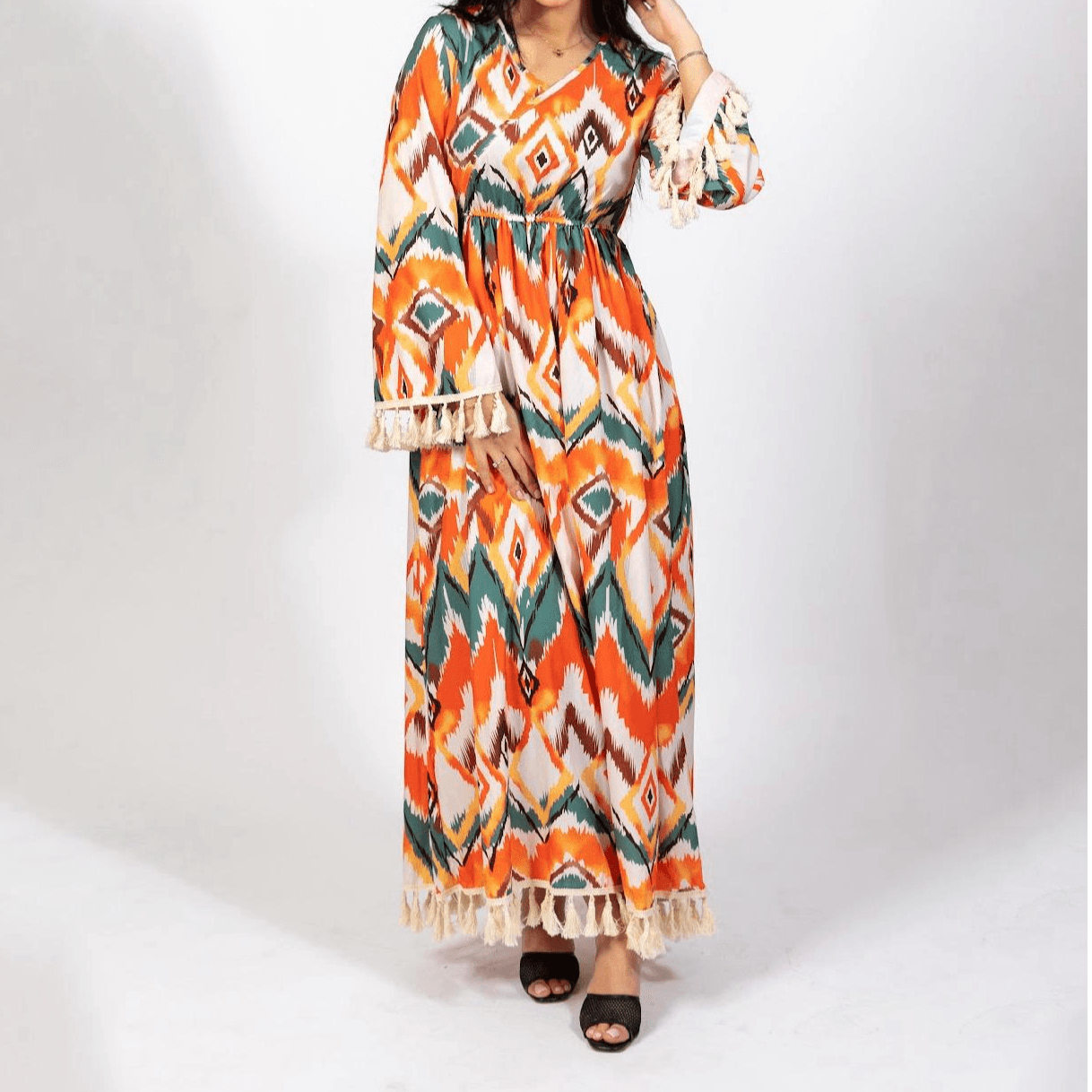 SUMMER BOHO ORANGE GREEN DRESS SIZE: XXL