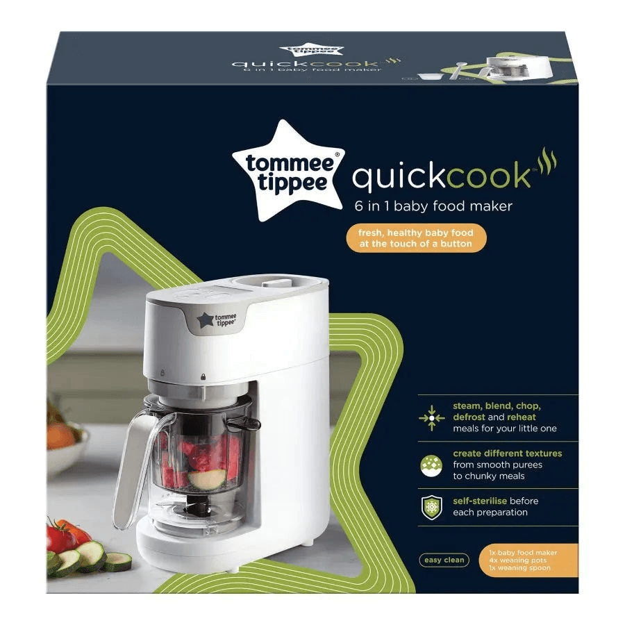 Tommee Tippee Quick Cook 6-In-1 Baby Food Maker (White)