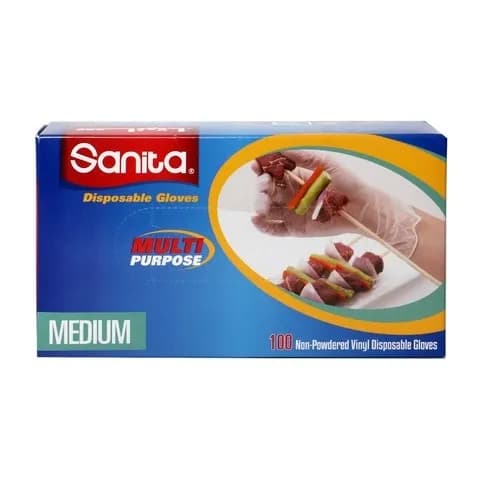 Sanita Vinyl Gloves Non Powdered Medium 100'S