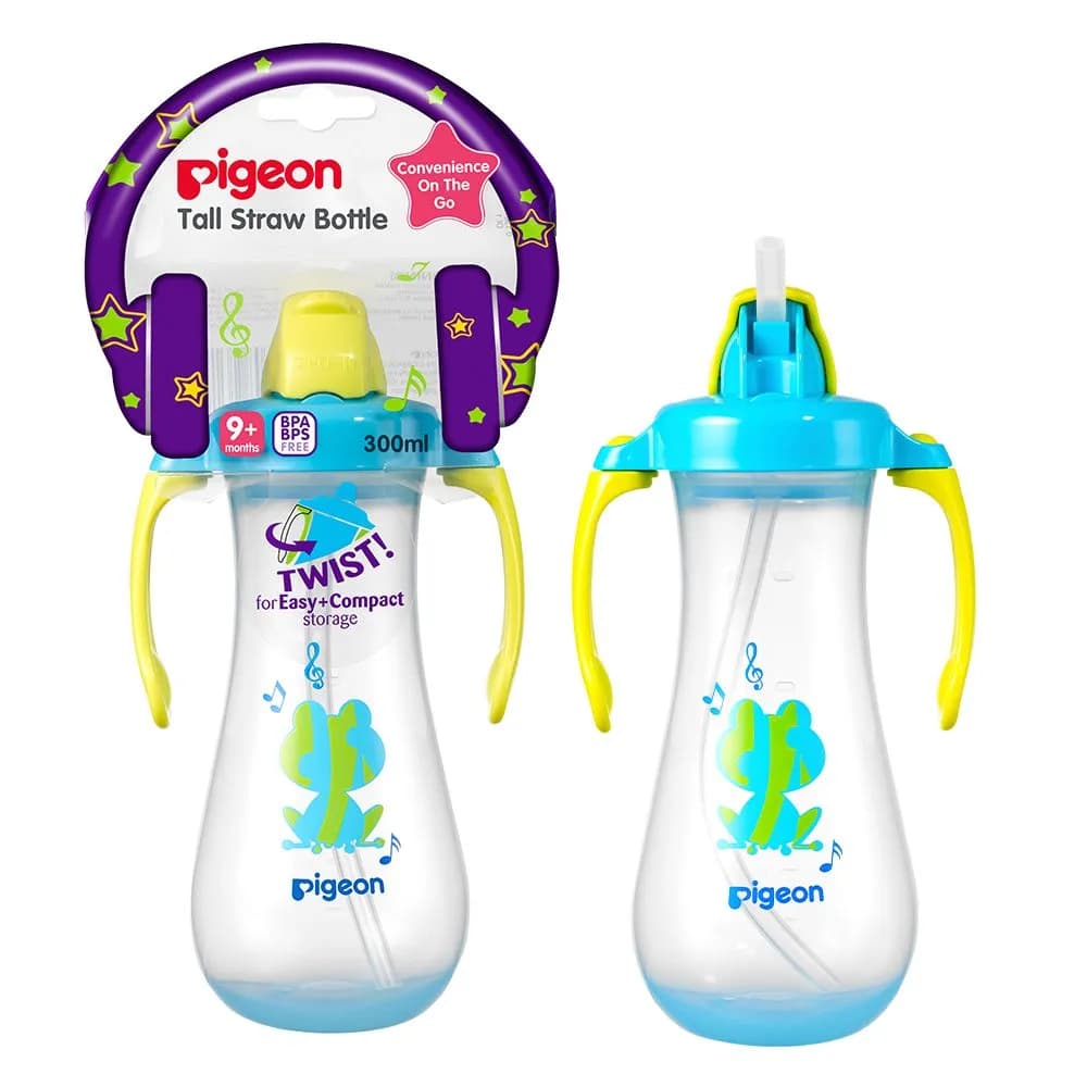 Pigeon Tall Straw Bottle Blue