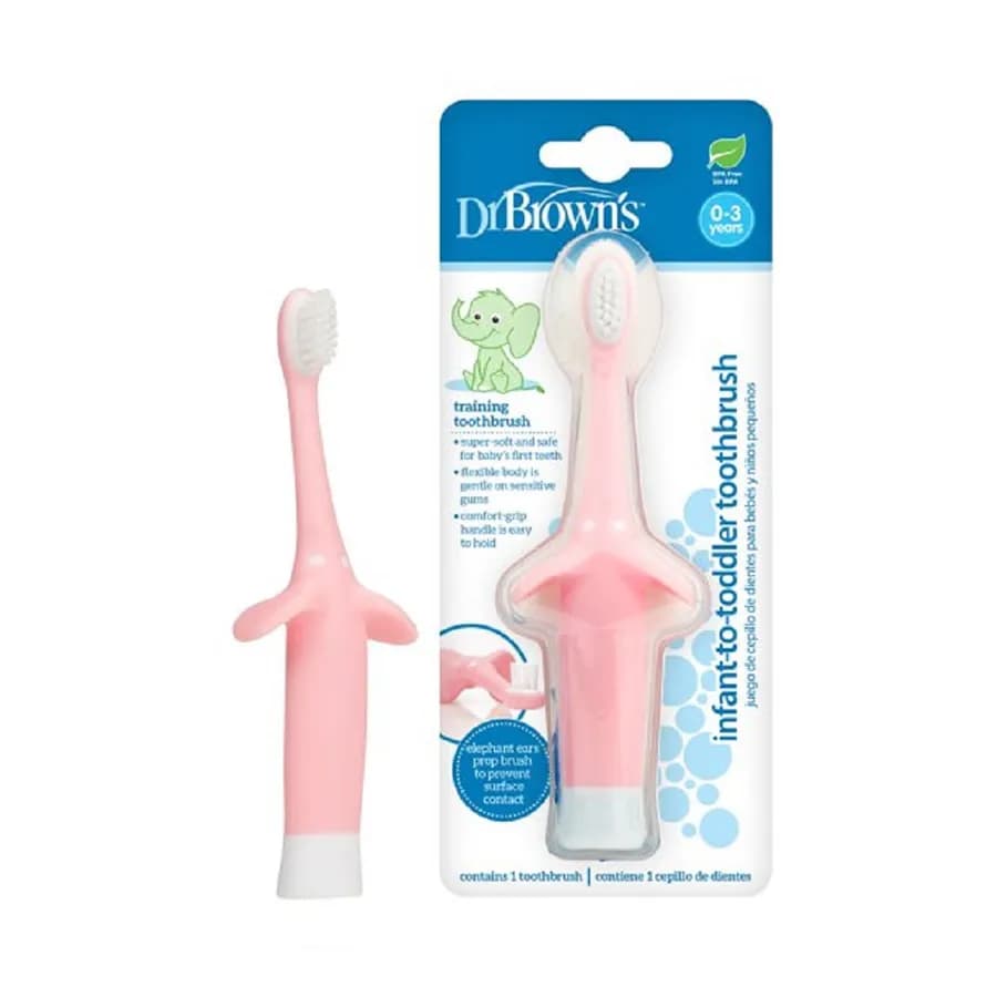 Infant-To-Toddler Toothbrush, Pink Elephant, 1-Pack