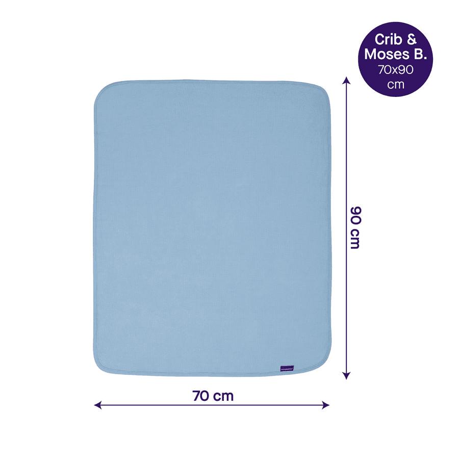 Waffle Weave Cotton Blanket Crib/Moses Basket 70 X 90 Cm (Blue)