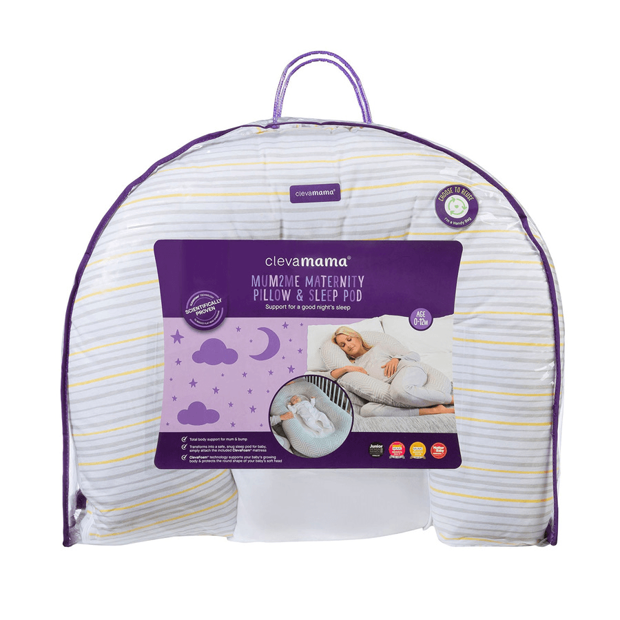 Mum2Me Maternity Pillow & Baby Pod (Grey /Yellow Stripes)