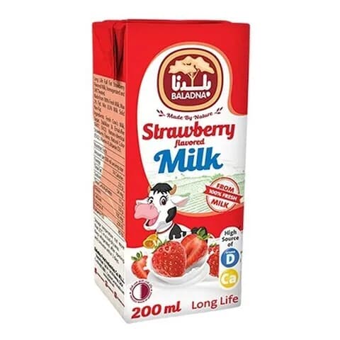 Baladna Long Life Lactose Free Strawberry Milk 200Mlx24