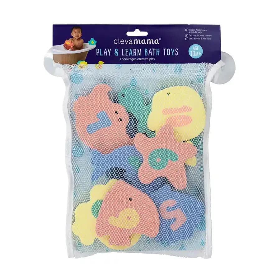 Clevamama Pebbles & Friends Play And Learn Bath Toys With Tidy Bag