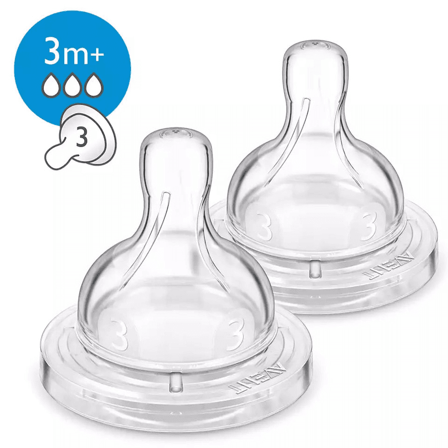 Philips Avent Silicone Medium Flow Teats Airflex 3 Hole 2Pcs - Scf633/27