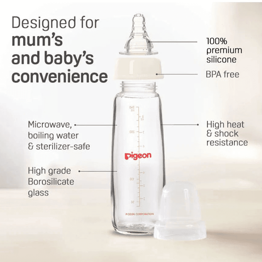 Pigeon - Glass Bottle Sn Clear 240 Ml