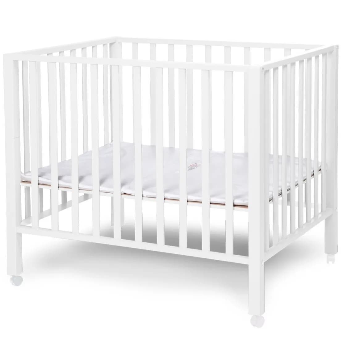 Childhome Playpen Beech 94 With Wheels 75X95 Cm (White)