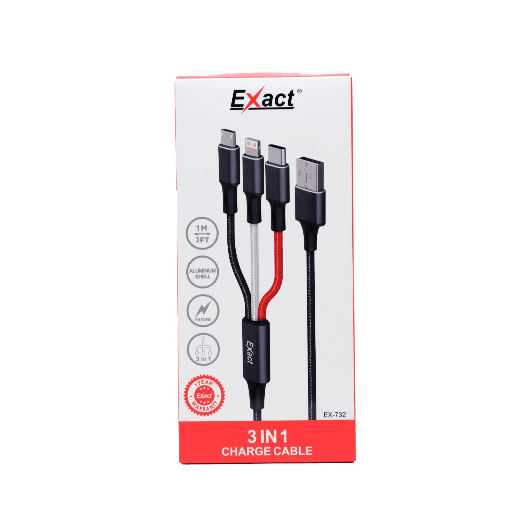 Exact 3 In 1 Cahrge Cable 1M Ex732
