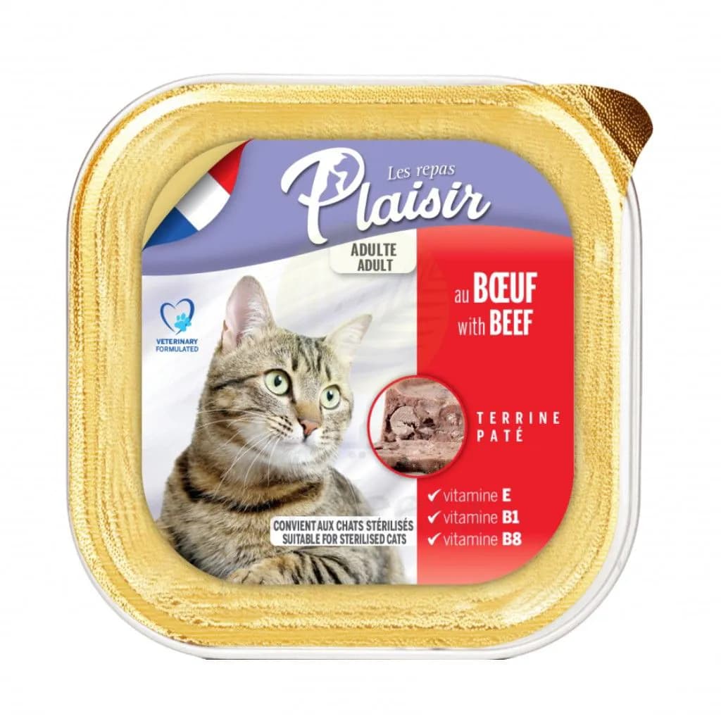 Plaisir Terrine Pate With Beef For Adult Cats, 100G