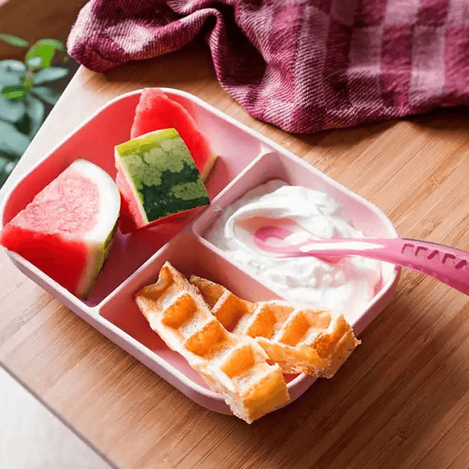 Beaba Silicone Suction Divided Plate (Pink)
