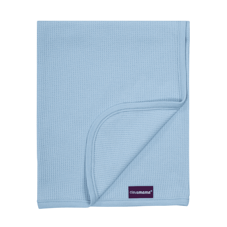 Waffle Weave Cotton Blanket Cot/Cot Bed 120 X 140 Cm (Blue)