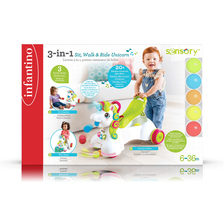 Infantino-3-In-1 Sit, Walk & Ride Unicorn