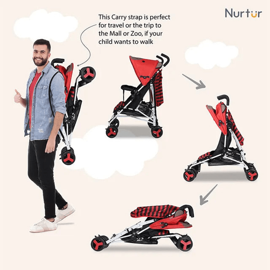Nurtur - Luca Bear Lightweight Stroller (Red)