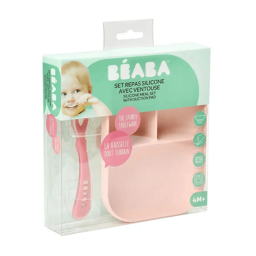 Beaba Silicone Suction Divided Plate (Pink)