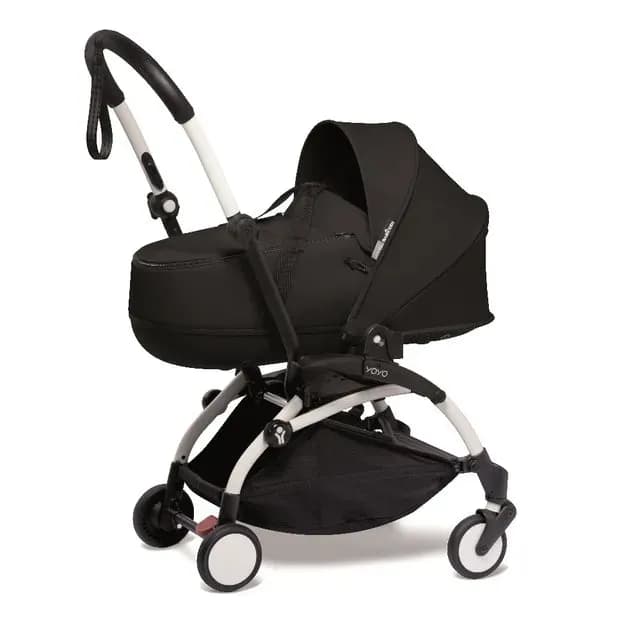 Babyzen Yoyo Stroller - White Frame With Bassinet (Black)