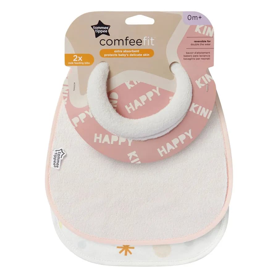 Tommee Tippee Closer To Nature Milk Feeding Bib X 2 (Pink)