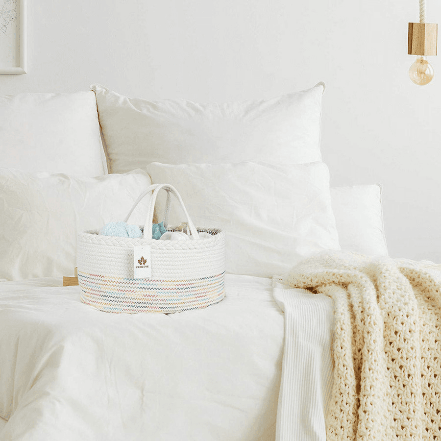 Little Story - Cotton Rope Diaper Caddy (White Rainbow)