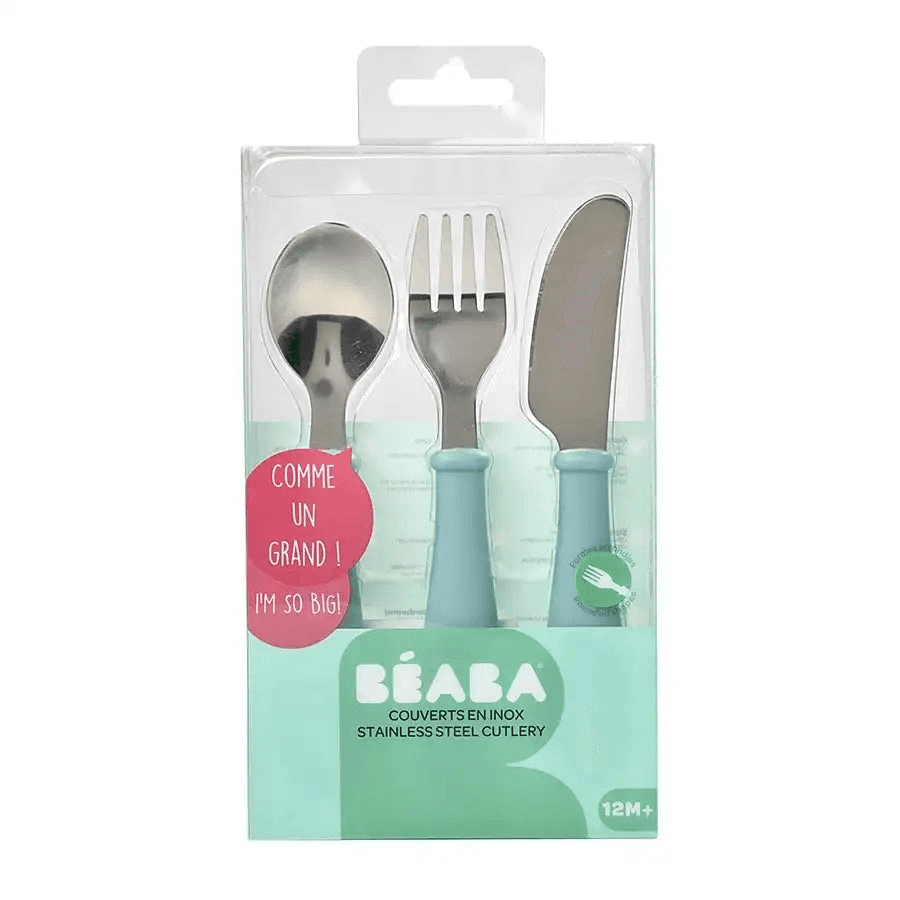 Beaba Stainless Steel Training Cutlery (Airy Green)