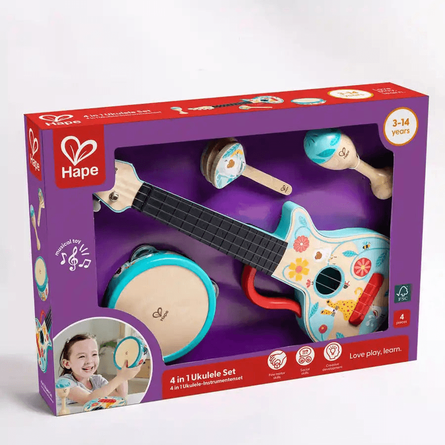Hape - 4 In 1 Ukulele Set