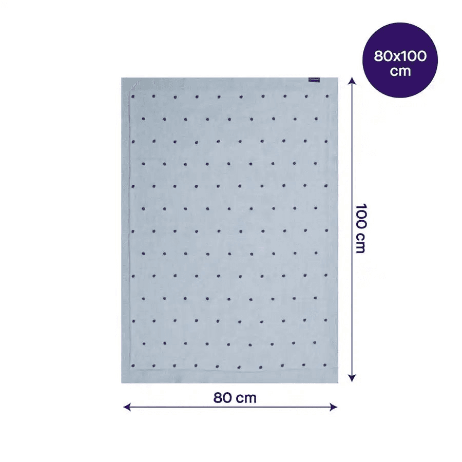 Clevamama Knitted Pom Pom Baby Blanket Organic Cotton 80X100Cm (Blue)