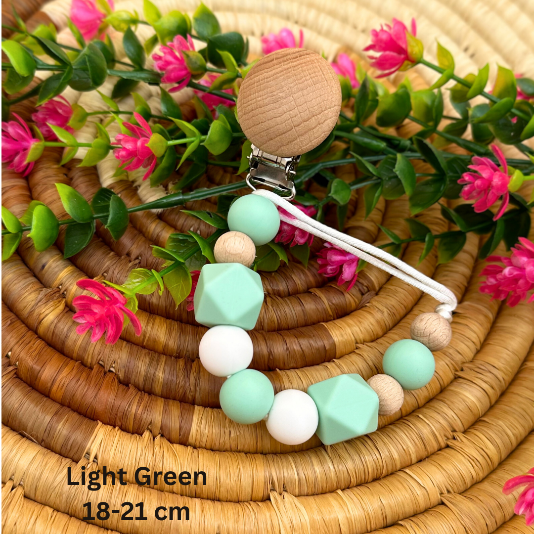 Qute Silicone Pacifier Holder- Light Green