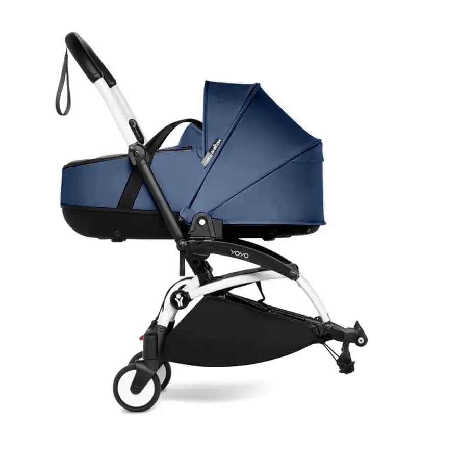 Babyzen Yoyo Connect Stroller - White Frame With Bassinet (Navy Blue)