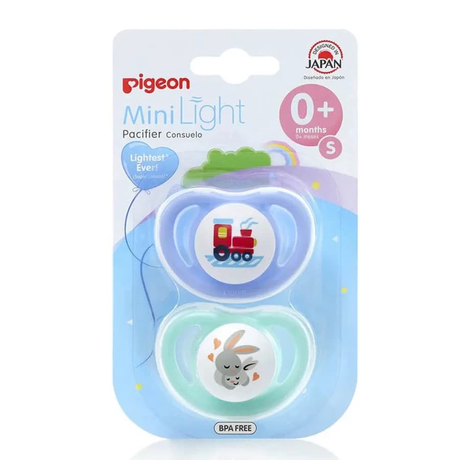 Pigeon - Minilight Pacifier Double (S) Boy Train & Rabbit