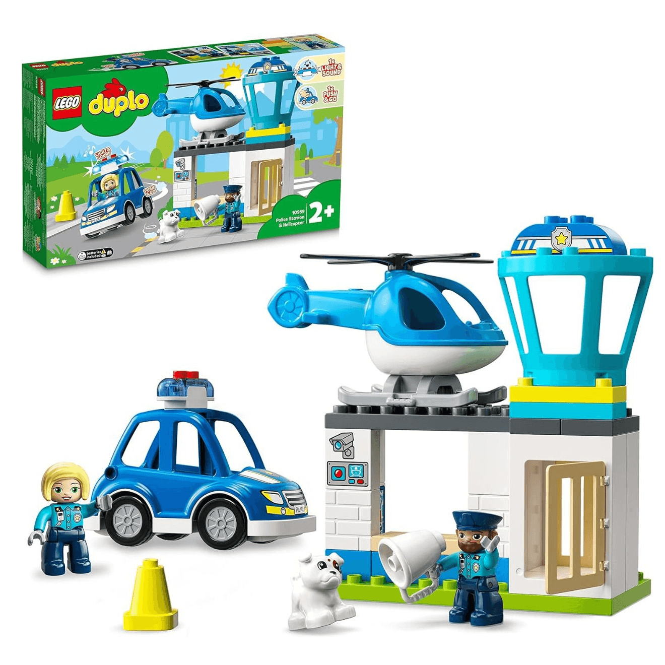 Lego Duplo Rescue Police Station & Helicopter Push & Go Car Toy With 40Pcs