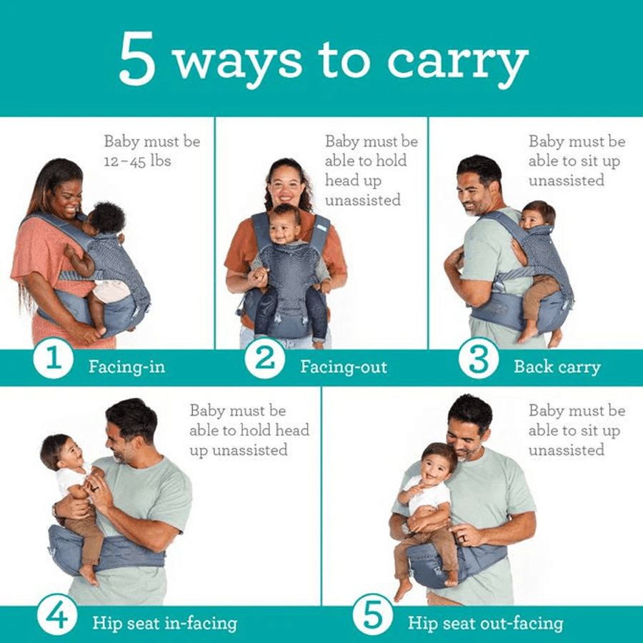 Infantino - Hip Rider Plus 5-In-1 Hip Seat Carrier
