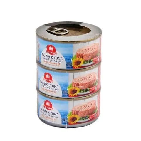 Carrefour Skipjack Tuna Solid In Sunflower Oil 170Grx3'S