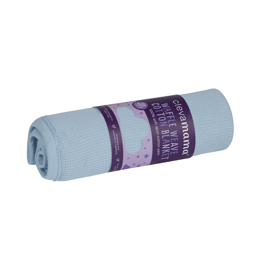 Waffle Weave Cotton Blanket Crib/Moses Basket 70 X 90 Cm (Blue)