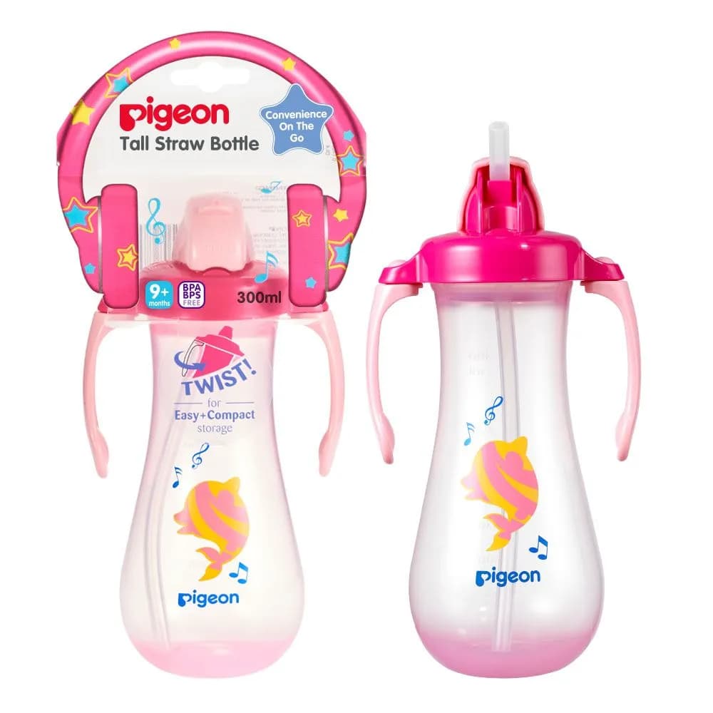 Pigeon Tall Straw Bottle Pink