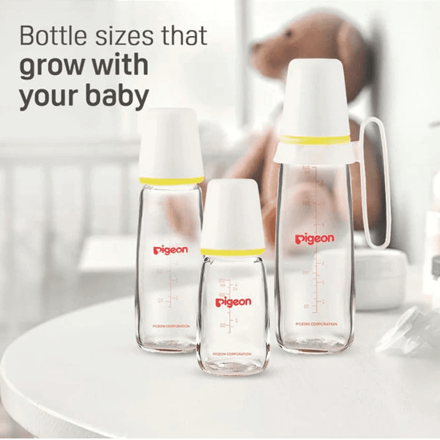 Pigeon - Glass Bottle Sn 240 Ml W/Handle (White)