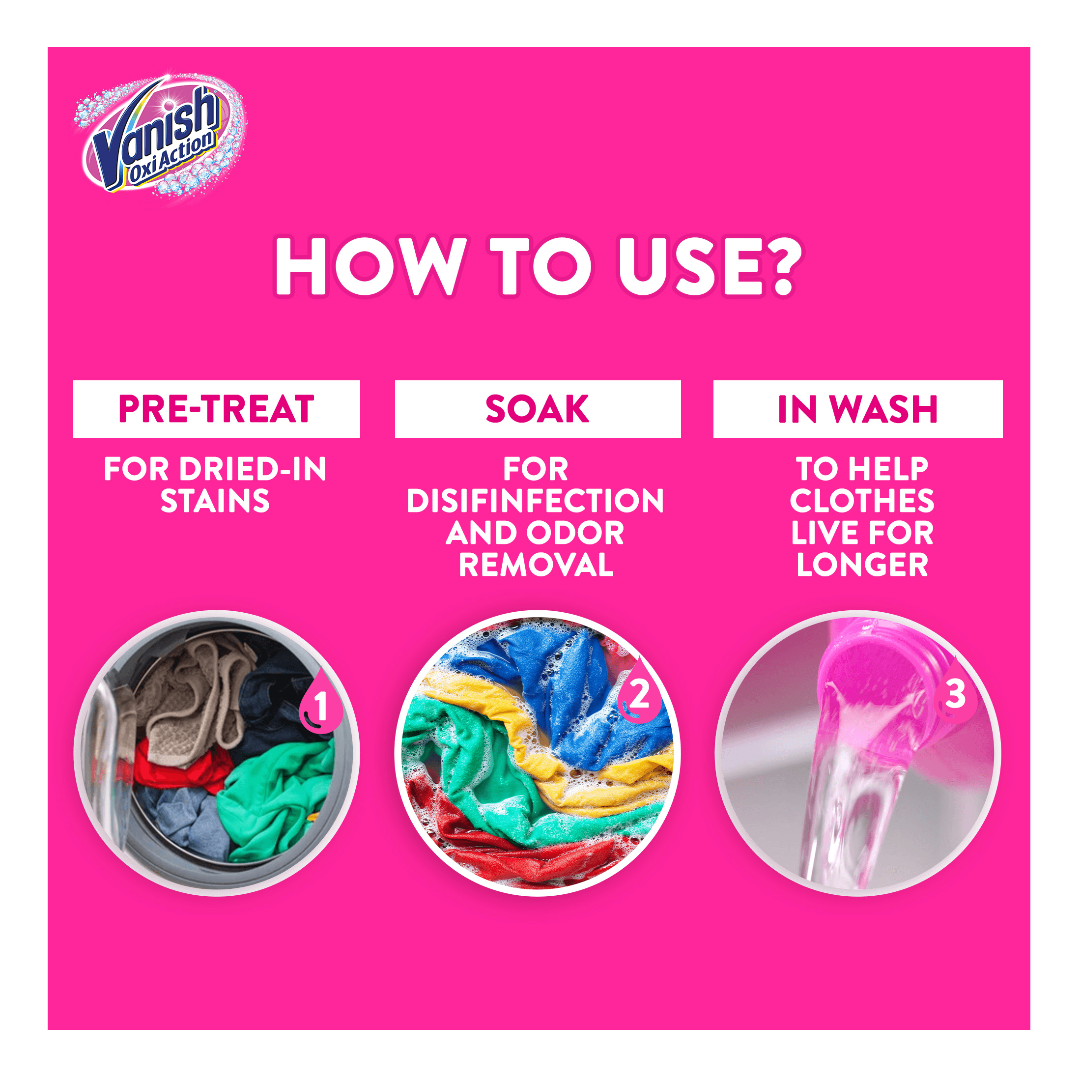 Vanish Liquid Fabric Stain Remover Pink 500ml