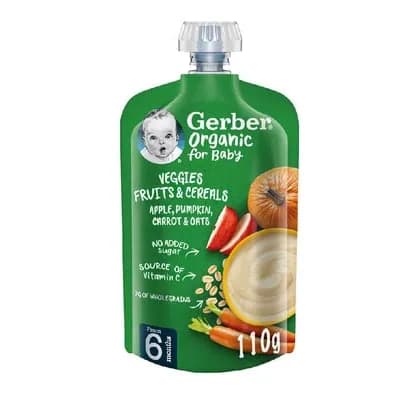 Gerber Organic Apple, Pumpkin, Carrot & Oats 110Gr