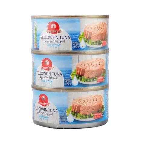 Carrefour Yellowfin Tuna Solid In Water 170Grx3'S