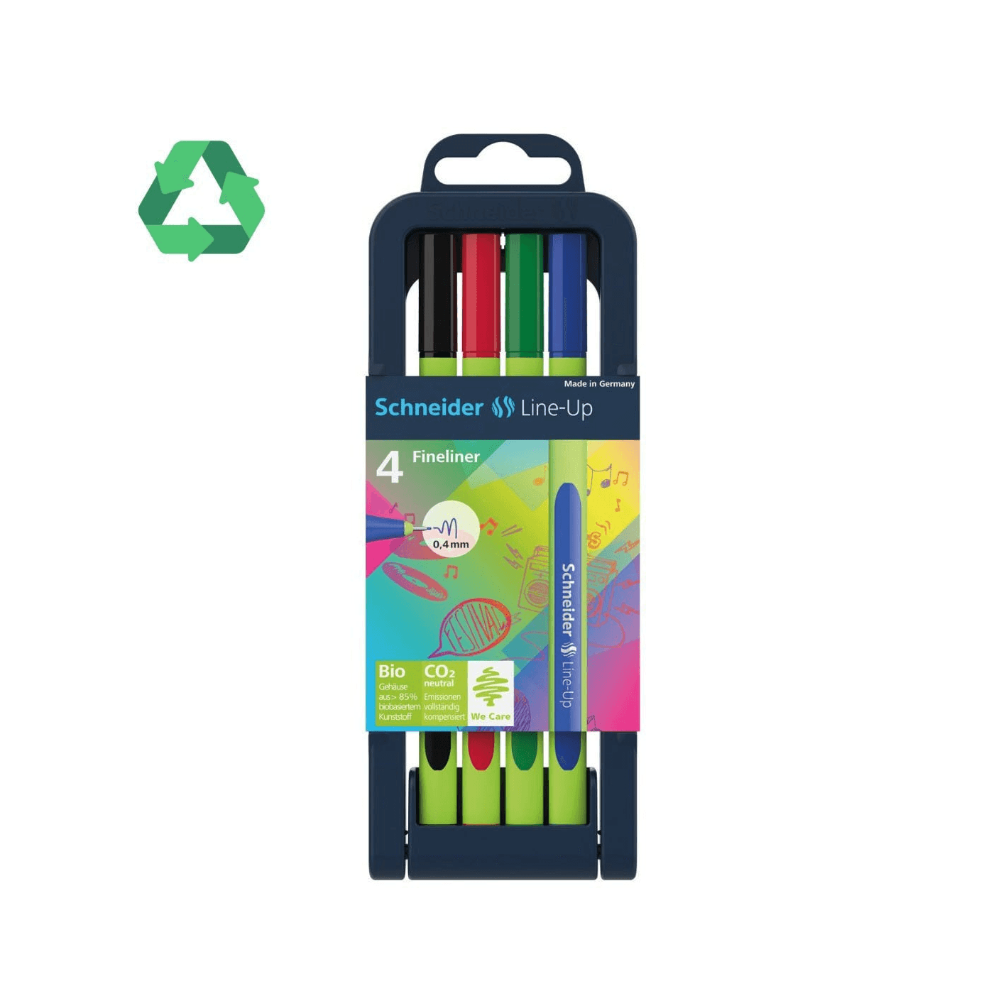 Fineliner Line-Up 0,4 Assorted Adjustable Pencil Case Stand 4 Pieces Schneider