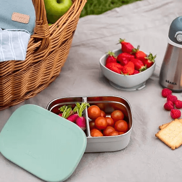 Beaba Stainless Steel Lunch Box Velvet (Grey/Sage Green)